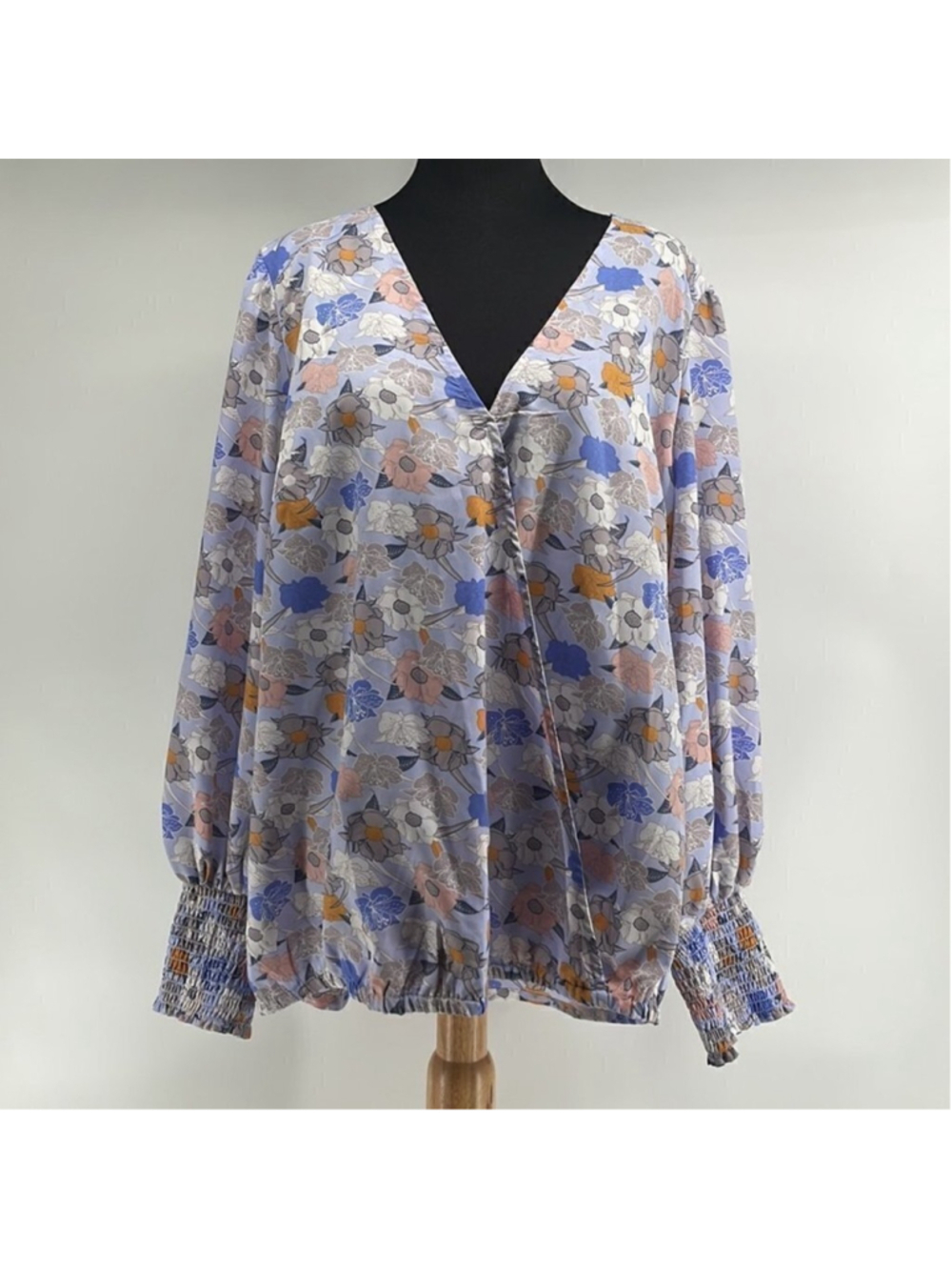 Mellowday floral shirt blouse high low tunic stretch waist sz 2X plus size NWT